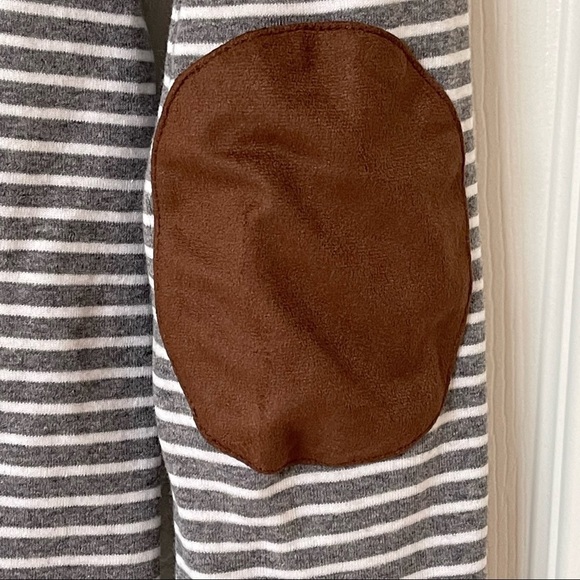 Lauren Ralph Lauren Long Sleeve Stripe Top with Brown Suede Elbow Patches size L - Picture 9 of 10